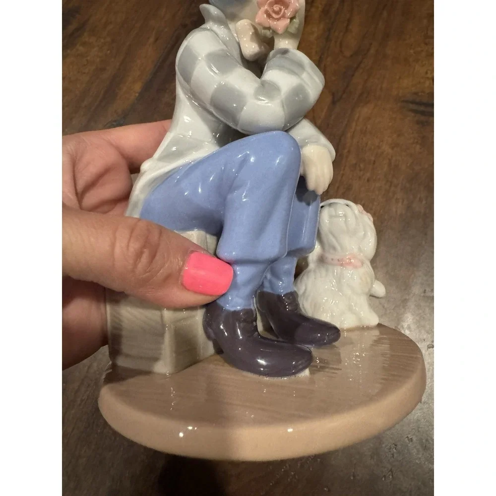 Clown & Poodle Bichon Dog‎ Porcelain Figurine PS Design 2002 Flower Blue Vintage